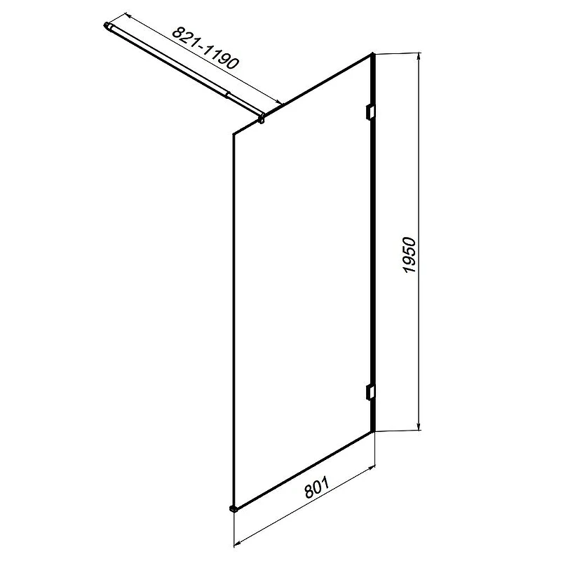 Душевая перегородка AM.PM X-Joy 80 W94UWI-80-F1-MTE профиль Хром матовый стекло прозрачное