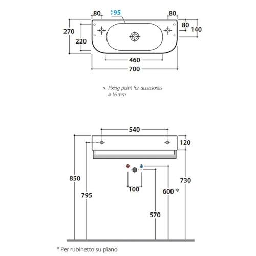 Раковина Globo Forty3 70 L SCT70.BI*1sx Белая фарфор подвесная