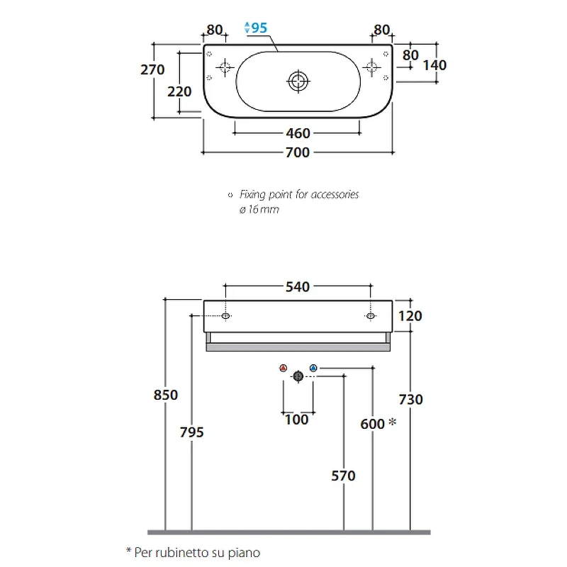 Раковина Globo Forty3 70 L SCT70.BI*1sx Белая фарфор подвесная