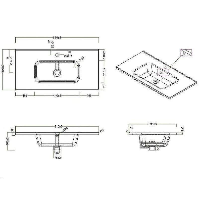 Тумба с раковиной BelBagno Kraft 80 39-800/390-2C-SO-RT+800BB800/390ETL подвесная Rovere Tabacco