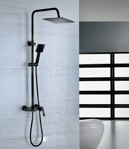 Душевая система Bond B02-9488 Черная матовая латунь на стену