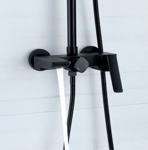 Душевая система Bond B02-9488 Черная матовая латунь на стену