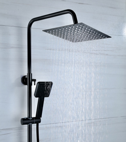Душевая система Bond B02-9488 Черная матовая латунь на стену