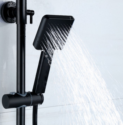 Душевая система Bond B02-9488 Черная матовая латунь на стену