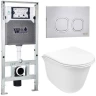 Комплект унитаза с инсталляцией WeltWasser AMBERG 506 ST + TELBACH 004 GL-WT + AMBERG RD-MT CR 10000006941 цвет Белый глянцевый с сиденьем Микролифт и клавишей смыва цвет Хром матовый