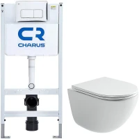 Комплект унитаза Ceramicanova Vogue CN4008T с инсталляцией Charus City CR.200.21.01 с сиденьем Микролифт и клавишей смыва Хром глянцевый