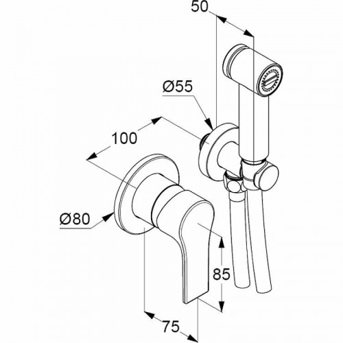 Гигиенический душ со смесителем Kludi Zenta SL 489980565 Хром латунь на стену