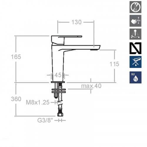 Смеситель для раковины Ramonsoler Alexia 3604OC Золото брашированное