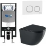 Комплект унитаза с инсталляцией WeltWasser AMBERG 497 + MERZBACH 043 GL-BL + AMBERG RD-WT 10000012179 цвет Черный глянцевый с сиденьем Микролифт и клавишей смыва цвет Белый