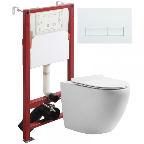 Комплект унитаза с инсталляцией Orange CI07-100W+APB288 с сиденьем Микролифт и Белой глянцевой клавишей смыва
