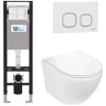 Комплект унитаза с инсталляцией WeltWasser AMBERG 350 + MERZBACH 043 GL-WT + AMBERG RD-WT 10000012377 цвет Белый глянцевый с сиденьем Микролифт и клавишей смыва цвет Белый