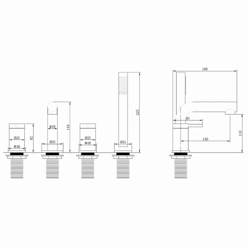 Смеситель на борт ванны Abber Emotion AF8813NG Никель латунь