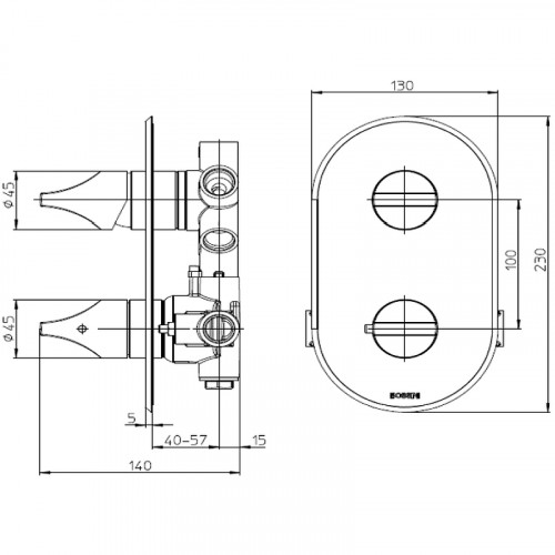 Смеситель для душа Bossini Apice Z00500.045 с термостатом Белый матовый латунь встраиваемый