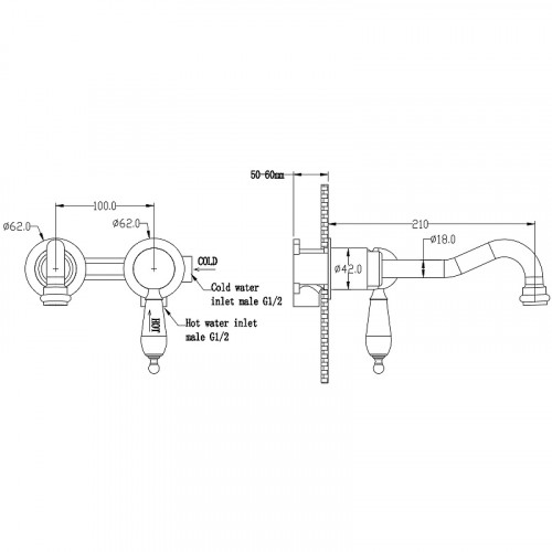 Смеситель для раковины Boheme Tradizionale Nero 267-BSW Хром латунь встраиваемый