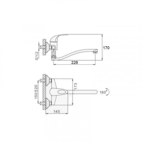 Смеситель для ванны D-Lin D140411 универсальный цвет  Хром
