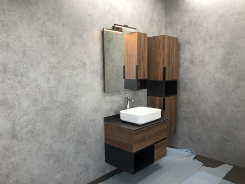 Зеркало со шкафом Comforty Штутгарт 75 00004151037 Дуб темно-коричневый Черное матовое МДФ / ЛДСП, стекло