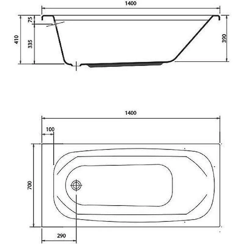Акриловая ванна Vidima Sirius 140x70 B155401 без гидромассажа