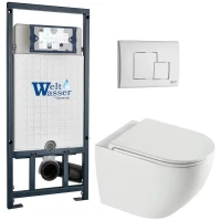 Комплект унитаза с инсталляцией WeltWasser MARBERG 507 + MERZBACH 043 XL GL-WT + MAR 507 SE GL-WT 10000013808 цвет Белый глянцевый с сиденьем Микролифт и клавишей смыва цвет Белый глянцевый