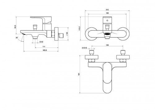 Смеситель для ванны Aquatek Альфа AQ1940CR цвет Хром