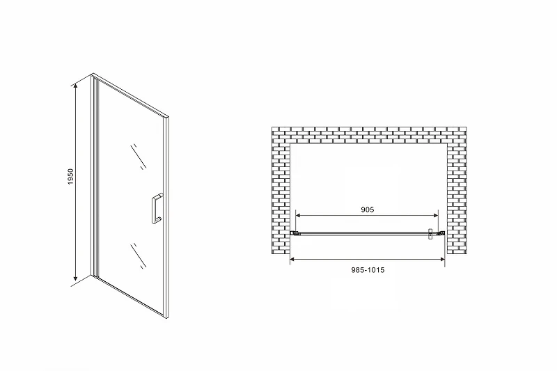 Душевая дверь Abber Sonnenstrand 100 AG04100B профиль Черный стекло прозрачное