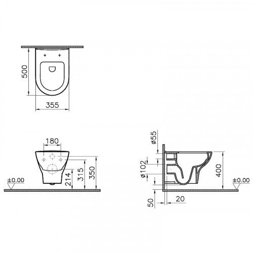 Унитаз Vitra Zentrum 5795B003-6077 подвесной с сиденьем Микролифт фарфор подвесной