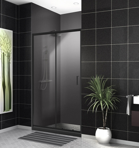 Душевая дверь BelBagno Uno 110 UNO-195-BF-1-110-C-NERO профиль Черный матовый стекло прозрачное