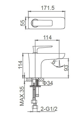 Смеситель для раковины Wonzon &amp; Woghand Shark WW-481101-CR цвет Хром