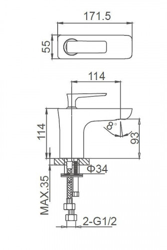 Смеситель для раковины Wonzon & Woghand Shark WW-481101-CR цвет Хром