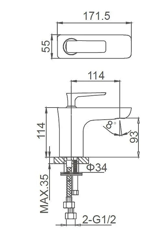 Смеситель для раковины Wonzon & Woghand Shark WW-481101-CR цвет Хром