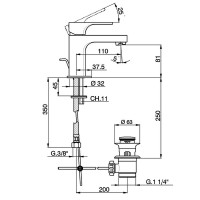Смеситель для раковины Cisal Cubic CU00051121 Хром латунь