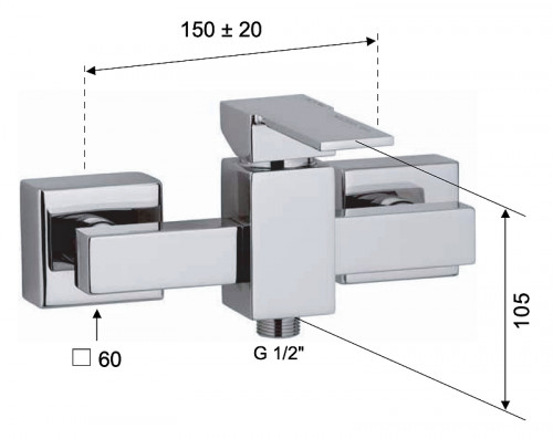 Смеситель для душа Remer Qubika Q31 цвет Хром