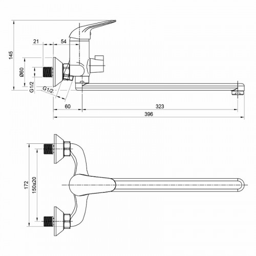 Смеситель для ванны WesnaArt Luch LUC15-320 универсальный Хром латунь на стену
