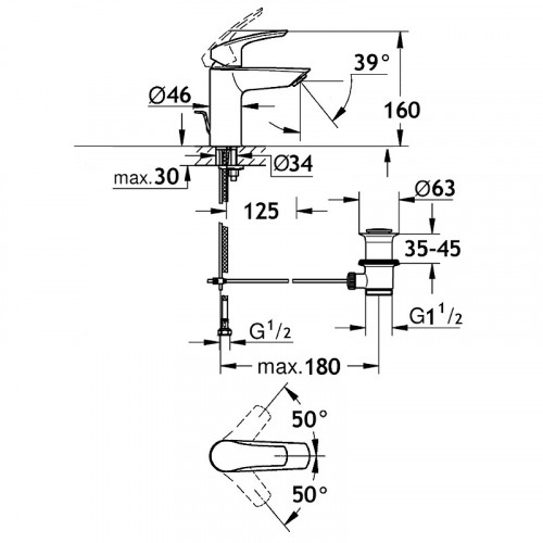 Смеситель для раковины AQUAme Prato AQMP6121 Хром латунь