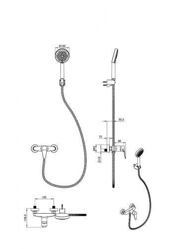 Смеситель для душа Wonzon & Woghand Alfa WW-AE3102-MB цвет Черный матовый