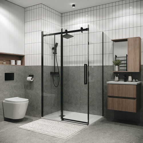Душевой уголок Grossman Classic 130х80 120.K33.04.1380.21.00 профиль Черный матовый стекло прозрачное