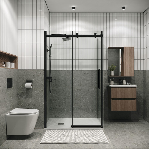 Душевой уголок Grossman Classic 130х80 120.K33.04.1380.21.00 профиль Черный матовый стекло прозрачное