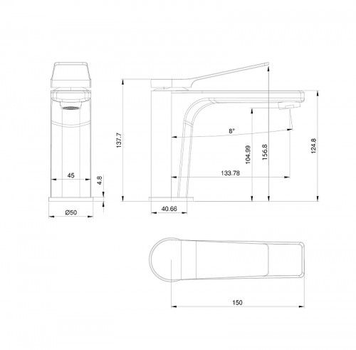 Смеситель для раковины Wonzon &amp; Woghand WW-XH-012-MB цвет Черный матовый