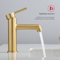Смеситель для раковины Raglo R20.10.03 Золото матовое латунь