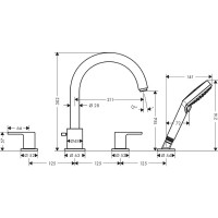 Смеситель на борт ванны Hansgrohe Vernis Shape 71459670 Черный матовый латунь