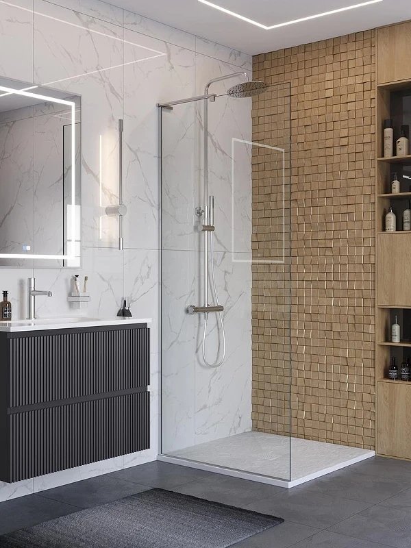 Душевая перегородка BelBagno Uno 80 UNO-L-1-TB-80-C-Cr профиль Хром стекло прозрачное