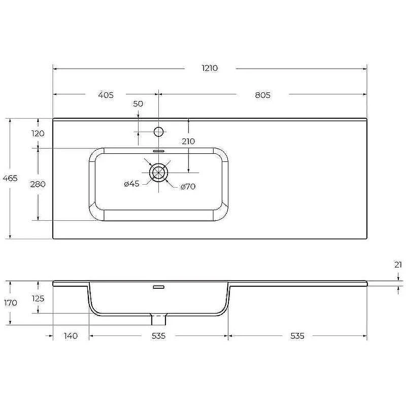 Раковина BelBagno 120 L BB1200ETL-L Белая