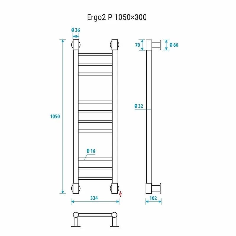 Электрический полотенцесушитель Energy Ergo2 P 1050х300 EETRERGO2P1053R905M цвет Черный матовый