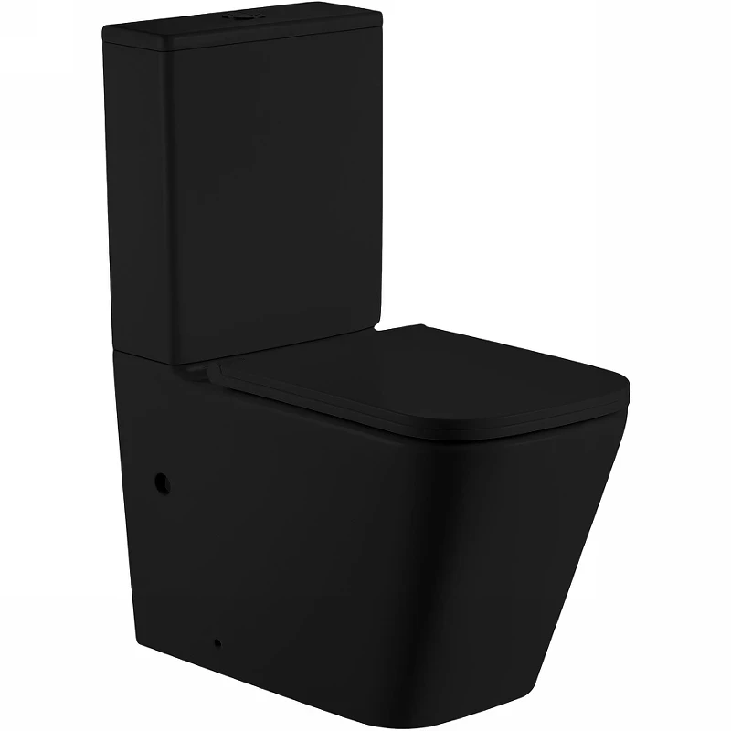 Унитаз компакт SantiLine SL-5028MB Черный матовый с бачком и сиденьем Микролифт фарфор напольный