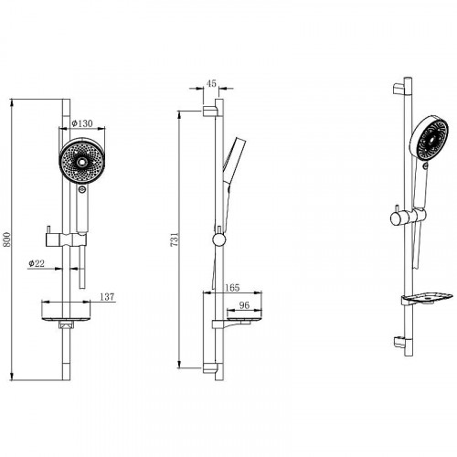 Душевой гарнитур Aquatek AQ2031MB Черный матовый нержавеющая сталь на стену