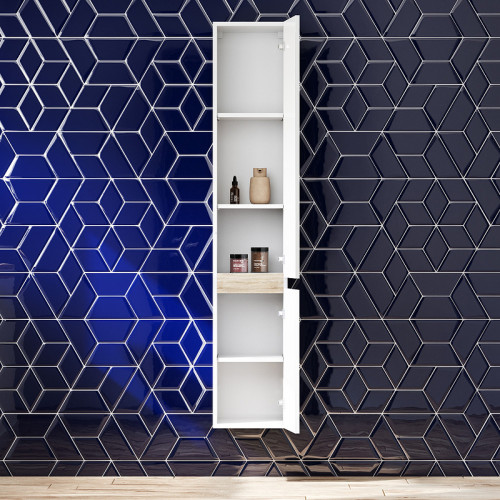 Шкаф пенал AM.PM X-Joy 30 M85ACHR0306WG подвесной Белый глянец Светлое дерево МДФ / ЛДСП