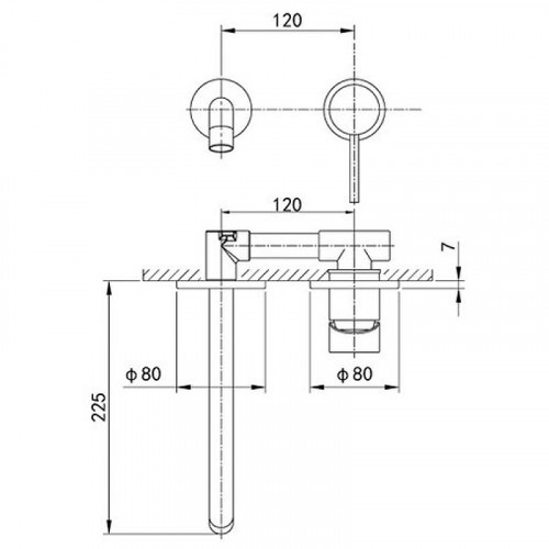 Смеситель для раковины Caprigo Don 53-027-CRM Хром латунь встраиваемый