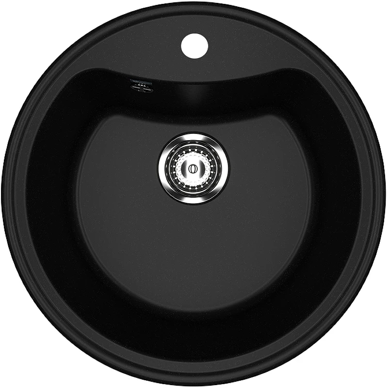 Кухонная мойка Ulgran Classic U-601-344 Ультра-черная искусственный камень (литьевой мрамор) встраиваемый