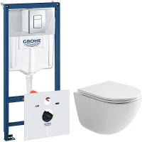 Комплект унитаза Ceramicanova Vogue CN4008T с инсталляцией Grohe Rapid SL 38775001 с сиденьем Микролифт и клавишей смыва Хром фарфор подвесной