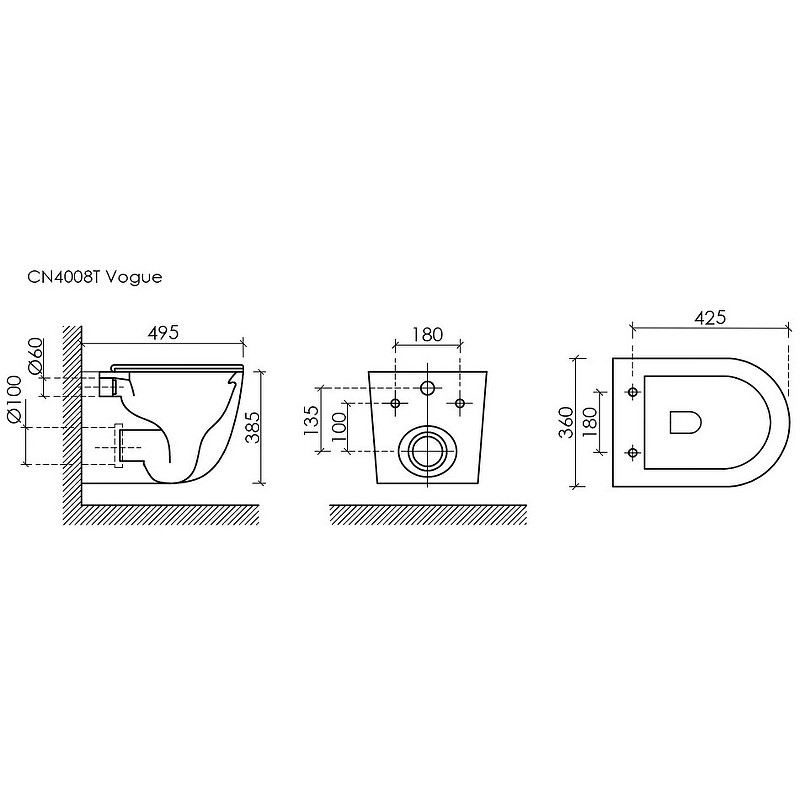 Комплект унитаза Ceramicanova Vogue CN4008T с инсталляцией Grohe Rapid SL 38775001 с сиденьем Микролифт и клавишей смыва Хром фарфор подвесной