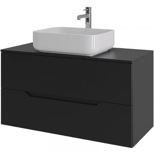 Тумба с раковиной Orange Line 100 Li-100TubMDF+B05-500W подвесная Черная матовая